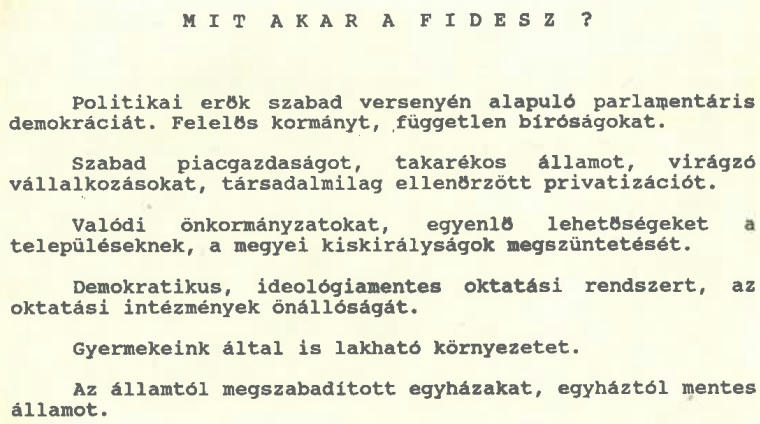 Fidesz szórólap 1989-ből