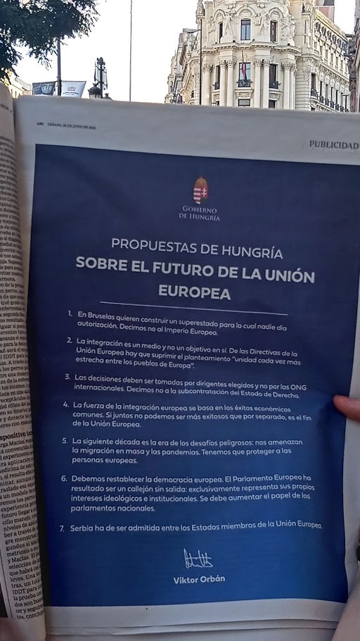 Orbán javaslata Európáról spanyol lapban