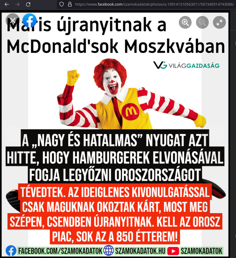 "Máris újranyitnak a McDonalds'sok Moszkvában"